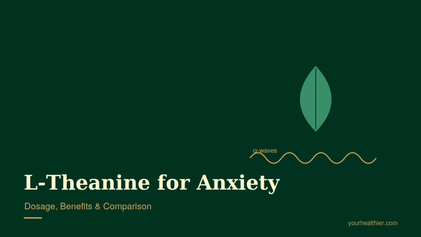 L-theanine for anxiety — dosage and benefits guide cover from yourhealthier.com
