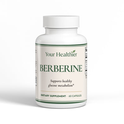 YourHealthier Berberine supplement bottle front, 800mg dual-extract per serving