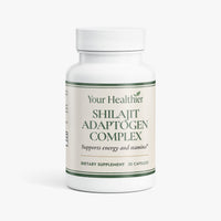 YourHealthier Shilajit Adaptogen Complex bottle front, four-adaptogen blend