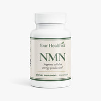 YourHealthier NMN supplement bottle front, 500mg beta-NMN NAD+ precursor per capsule