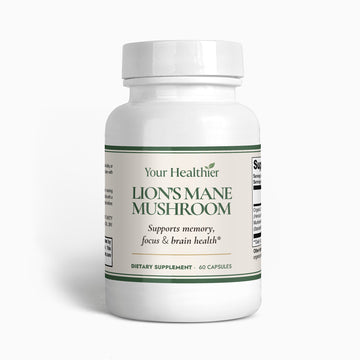 YourHealthier Lion's Mane Mushroom supplement bottle front, 1000mg per serving