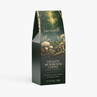 YourHealthier Vitality Mushroom Coffee medium roast bag front, Arabica with Lion's Mane and Chaga