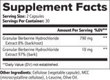 YourHealthier Berberine supplement facts, 800mg berberine hydrochloride dual extract