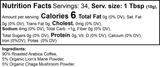 YourHealthier Vitality Mushroom Coffee nutrition facts, 6 calories, 34 servings per bag